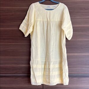 Malvin (Germany) pale yellow linen dress Size Euro 38 EUC, has pockets!
